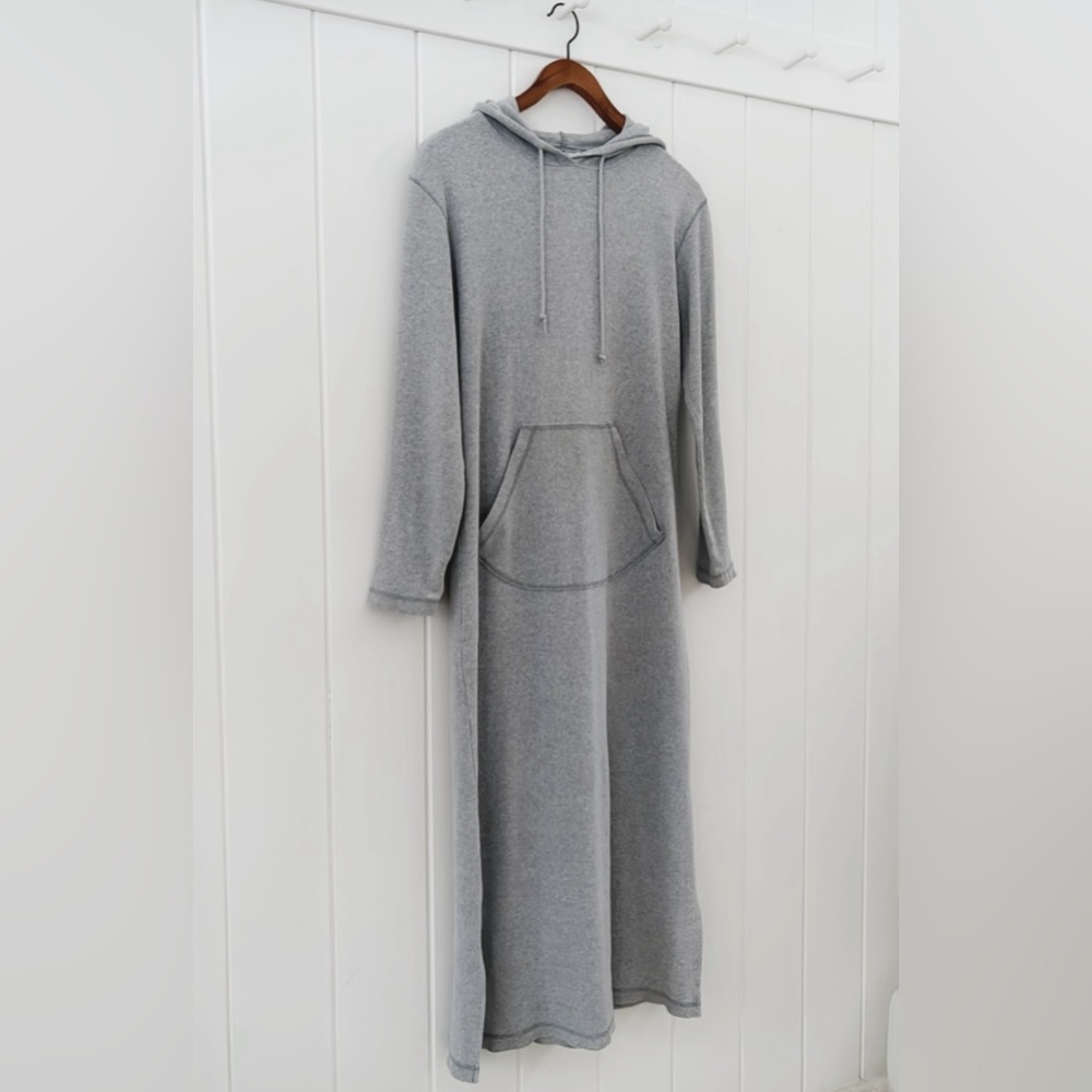 Vintage Paul Harris Designs Ribbed Hoodie Dress Grey Casual Lounge Women Medium - Picture 6 of 15